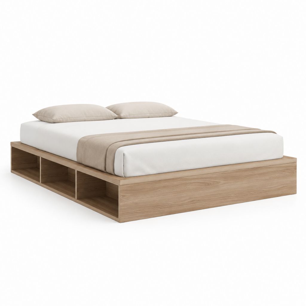 Stauraumbett Eicheoptik Spanplatte rechteckig für Matratze 160 x 200 cm 215 x 166 x 45 cm