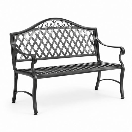 Gartenbank 2-Sitzer Schwarz pulverbeschichteter Stahl 127 x 61 x 90 cm