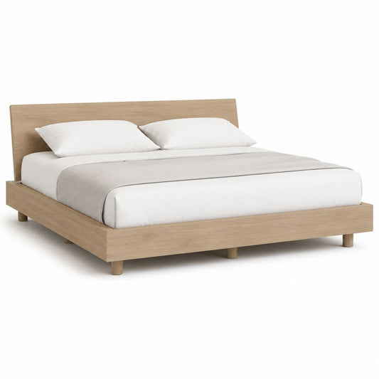 Doppelbett Bettgestell in Eiche hell aus melaminbeschichteter Spanplatte 160 x 200 cm