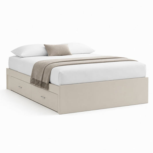Stauraumbett Bettgestell Beige MDF rechteckig mit 2 Schubladen 140 x 200 cm
