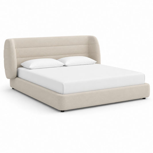 Polsterbett Doppelbett Beige mit Polyesterbezug 180 x 200 cm