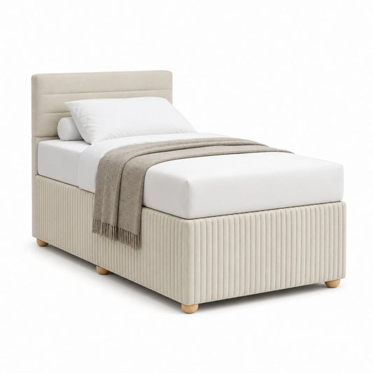 Polsterbett Einzelbett Creme Polyester Rechteckig 90 x 200 cm