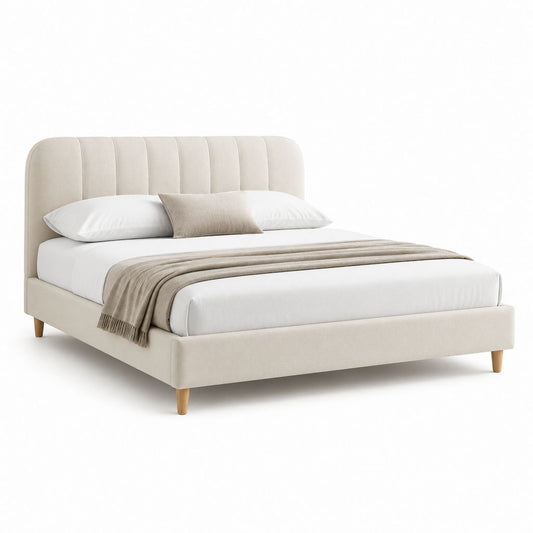 Polsterbett Bettgestell Creme Polyester Rechteckig 160 x 200 cm