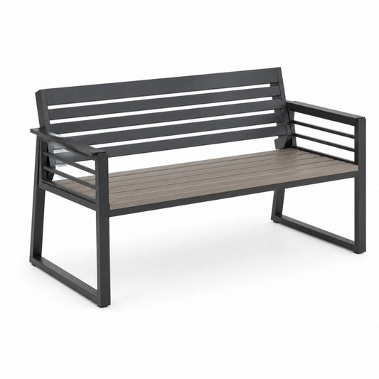 Gartenbank 2-Sitzer Anthrazit pulverbeschichteter Stahl rechteckig 122 x 65 x 85 cm