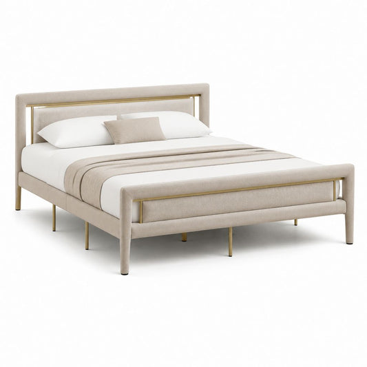 Polsterbett Doppelbett Beige Polyester Rechteckig 160 x 200 cm