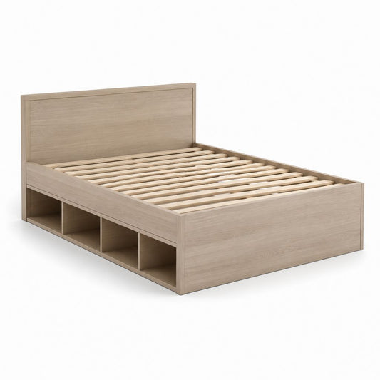 Doppelbett mit Stauraum Eichefarben Spanplatte Rechteckig 160 x 200 cm