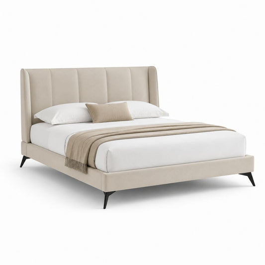 Polsterbett Doppelbett Beige Polyester Rechteckig 180 x 200 cm